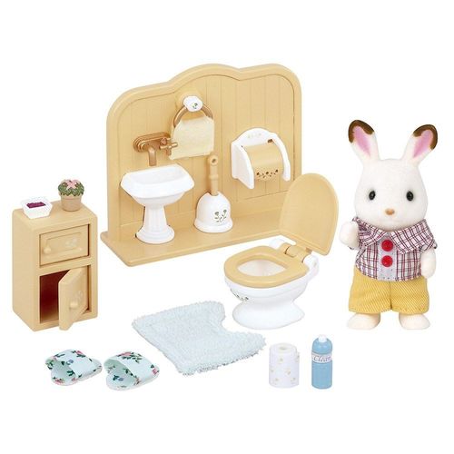 Sylvanian Families - Irmão Coelho Chocolate e Toalete - Epoch