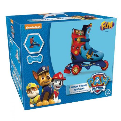 Patins 3 Rodas Ajustáveis com Kit de Segurança - Patrulha Canina - Fun