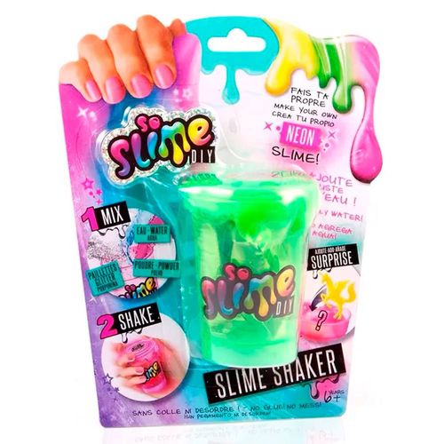 Pote de Slime com Acessórios e Adesivos - Shaker Colors - Verde Neon - Fun