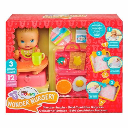 Boneca Little Mommy - Lanchinho Surpresa - Babador Rosa Escuro - Mattel