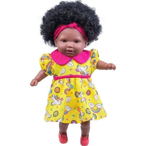 Boneca Bebê Negra Tayla - Vestido Amarelo - Cotiplás