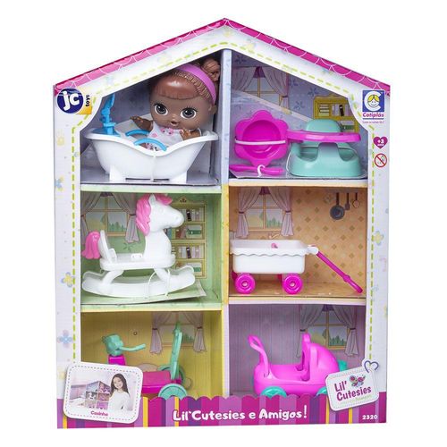 Mini Boneca Bebê com Acessórios - Lil Cutesies e Amigos - Morena - Cotiplás