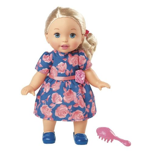 Boneca Little Mommy - Doce Bebê - Loira - Vestido Azul de Laço - Mattel