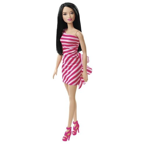 Boneca Barbie Fashion and Beauty - Vestido Listrado Rosa - Mattel