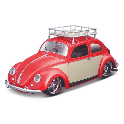 Miniatura Colecionável - 1951 Volkswagen Beetle - 1:18 - Fusca Vermelho - Maisto