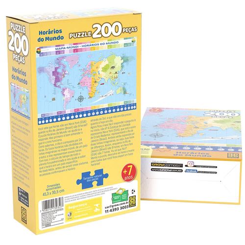 Quebra-Cabeça - Horários do Mundo - 200 Peças - Grow