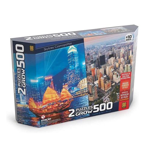 Quebra-Cabeça Duplo - Skylines Cosmopolitas - 500 Peças - Grow