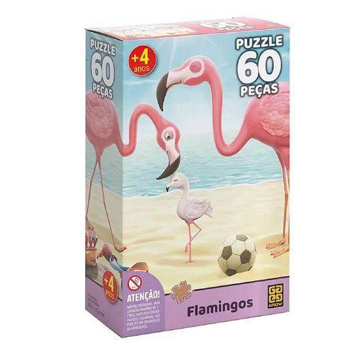 Quebra-Cabeça - 60 Peças - Flamingos - Grow