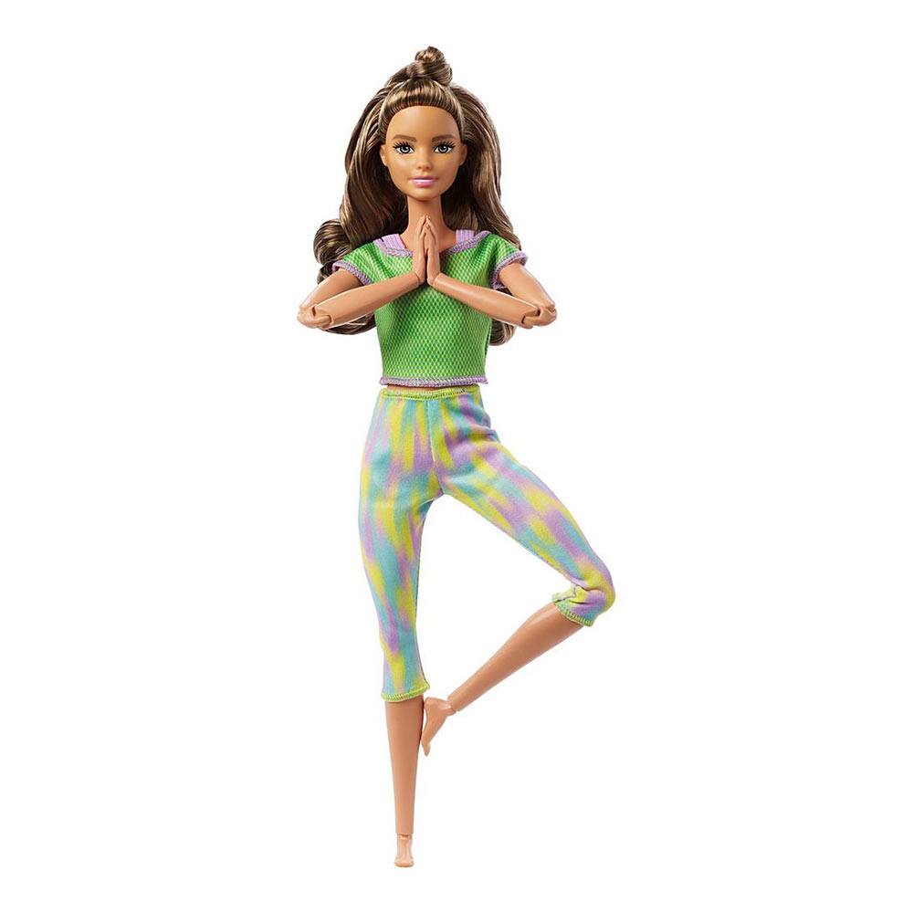 Boneca Barbie Articulada Feita Para Mexer Yoga Morena Blusa Verde Mattel