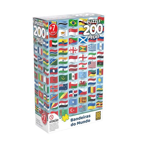 Quebra-Cabeça - Bandeiras do Mundo - 200 Peças - Grow