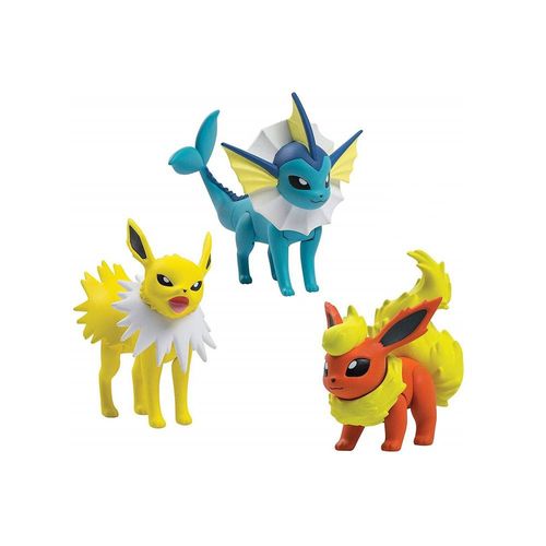 Conjunto com 3 Personagens - Pokémon - Jolteon, Vaporeon e Flareon - Tomy