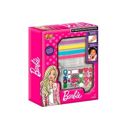 Kit de Braceletes e Pingentes Barbie - Pink - Fun