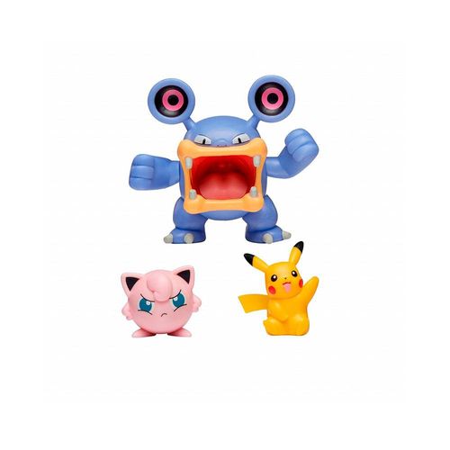 Conjunto de Mini Figuras Pokémon - Pikachu, Loured, Jigglypuff - Sunny