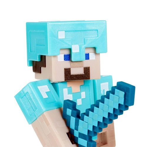 Conjunto com Figuras Articuladas - Minecraft - Steve e Golem de Ferro - Mattel