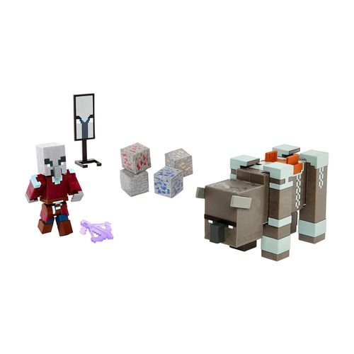 Conjunto com Figuras Articuladas - Minecraft - Capitão de Ataque e Saqueador - Mattel