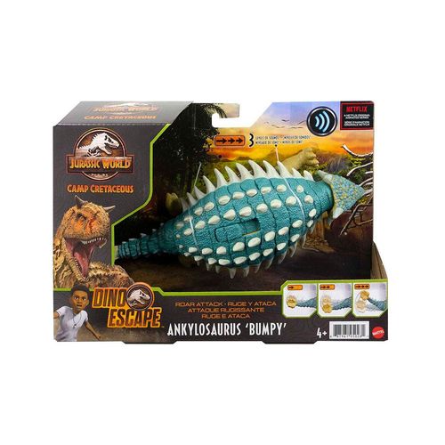 Figura Articulada com Som - Jurassic World - Dino Escape - Roar Attack - Ankylourus Bumpy - Mattel