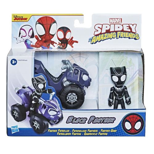 Veículo de Roda Livre com Mini Figura - Spidey and His Amazing Friends  - Pantera Negra e Quadriciclo Pantera - Hasbro