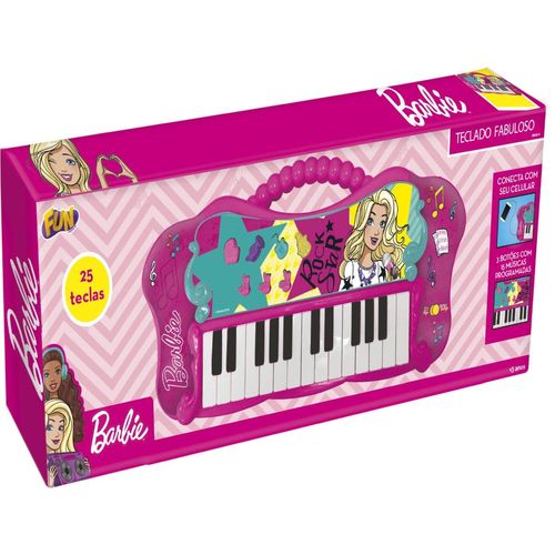 Teclado Musical com MP3 Player - Barbie - Teclado Fabuloso - Fun