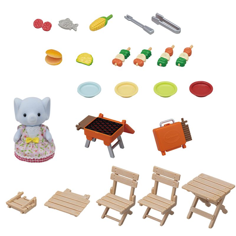 Sylvanian-Families---Conjunto-Piquenique-e-Churrasco---Menina-Elefante---Epoch-3