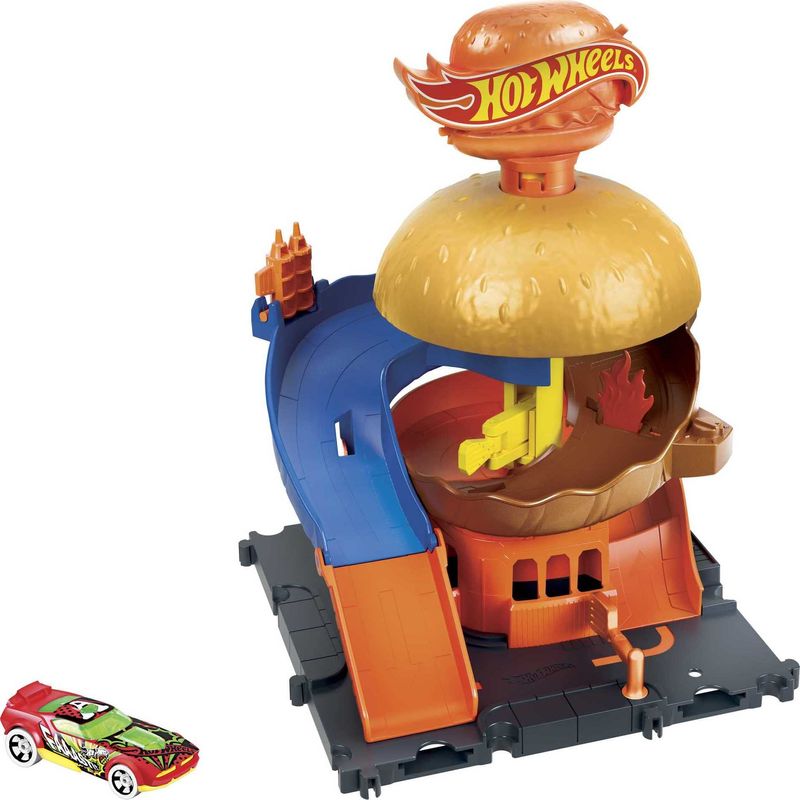 Pista-Hot-Wheels-com-Carrinho---City---Drive-Thru-no-Centro-da-Cidade---Mattel-1
