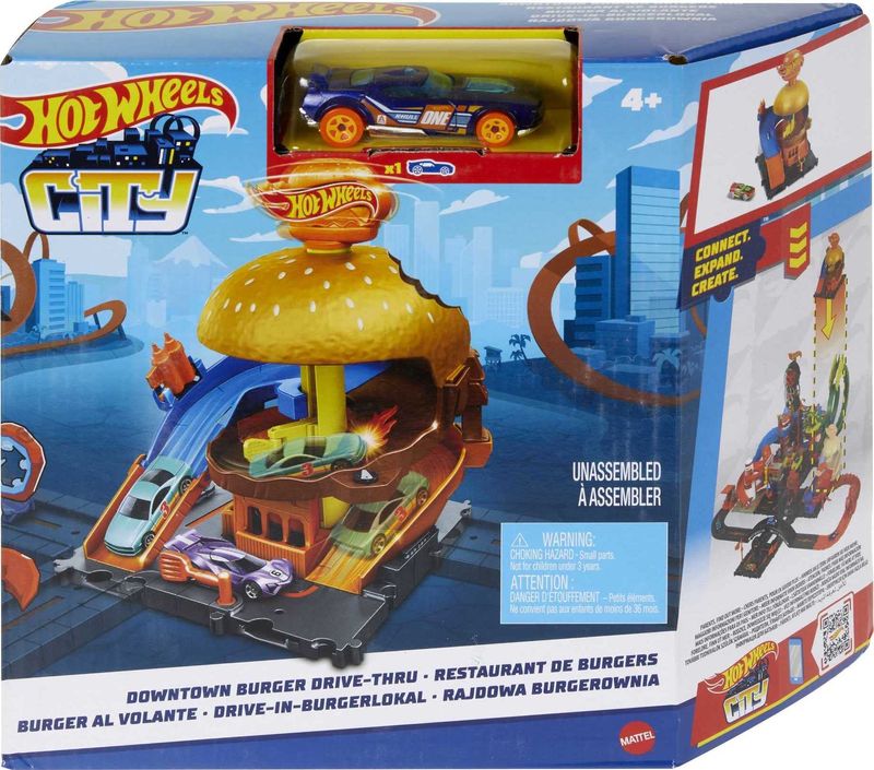 Pista-Hot-Wheels-com-Carrinho---City---Drive-Thru-no-Centro-da-Cidade---Mattel-2