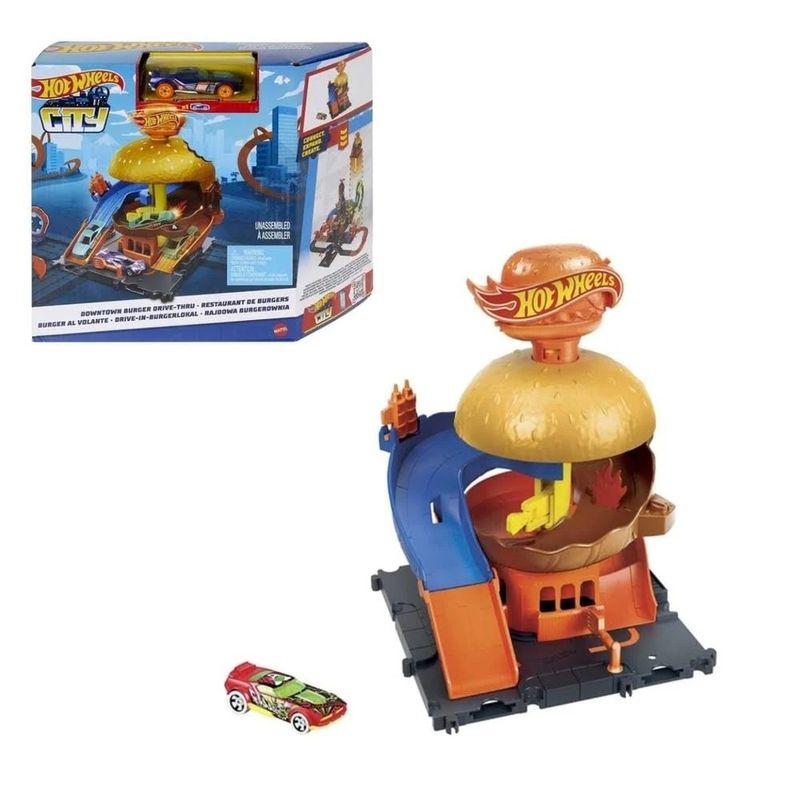 Pista-Hot-Wheels-com-Carrinho---City---Drive-Thru-no-Centro-da-Cidade---Mattel-3