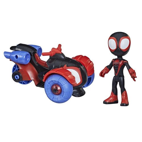 Veículo de Roda Livre com Mini Figura - Spidey and His Amazing Friends - Miles Morales e Aracno-Triciclo - Hasbro