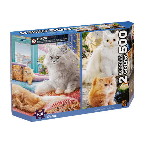 Quebra-Cabeça Duplo - Gatos - 500 Peças - Grow
