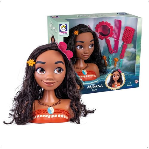 Boneca Moana - Busto para Pentear - Disney - Cotiplás