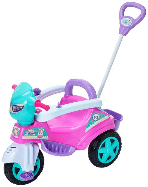 Triciclo Infantil com Empurrador - Triciclo Baby City - Rosa - Maral