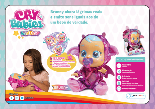 Boneca Cry Babies - Fantasy - Bruny - Multikids