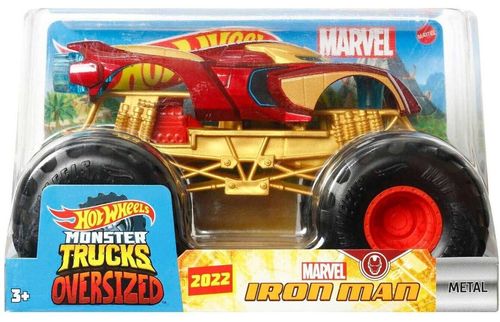 Carrinho Hot Wheels - Monster Trucks - Iron Man - Oversized - 1:24 - 20 cm - Mattel