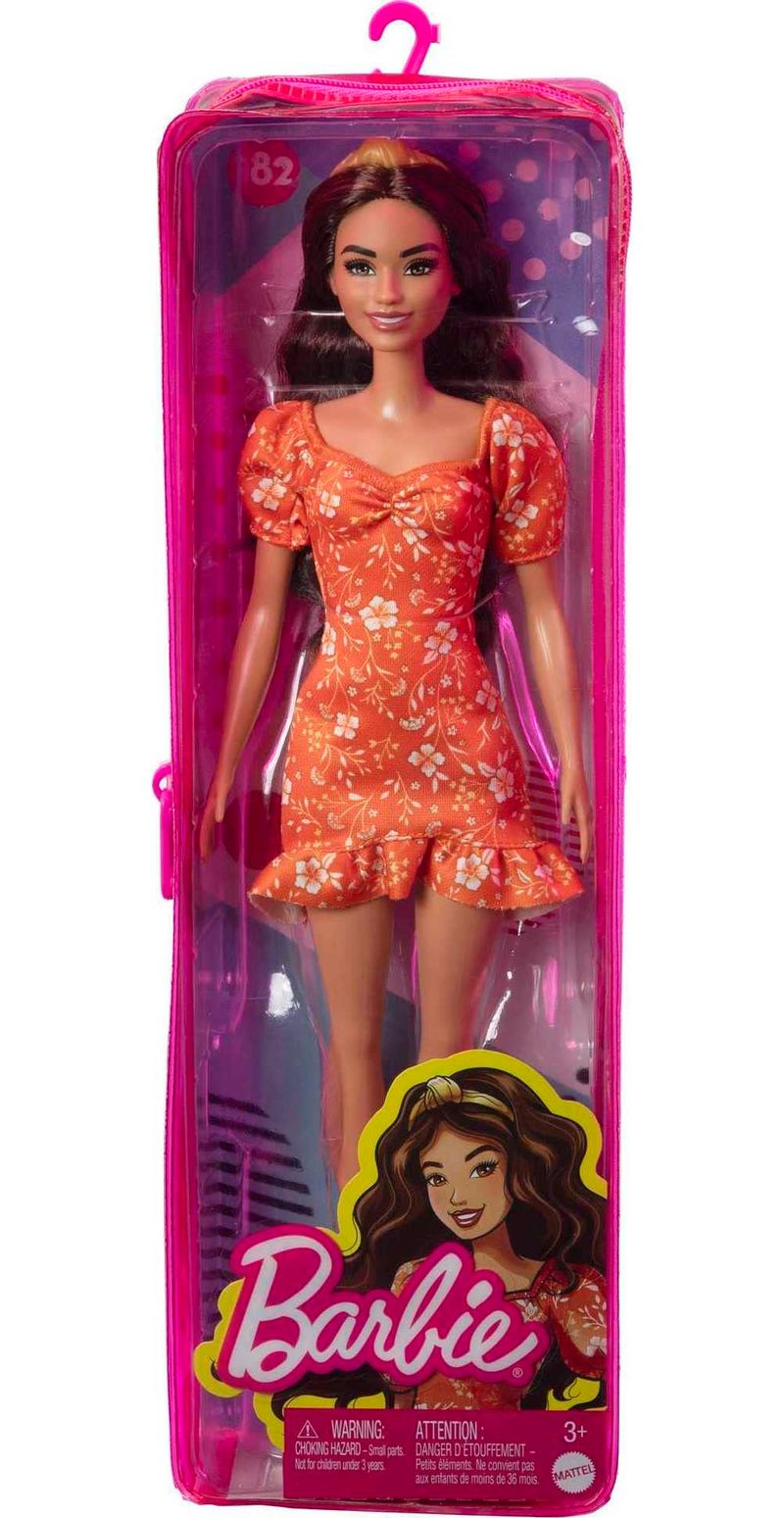 HBV16---Boneca-Barbie-Fashionista-com-Estojo---Vestido-Laranja-Florido--2