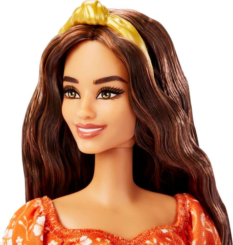 HBV16---Boneca-Barbie-Fashionista-com-Estojo---Vestido-Laranja-Florido--3