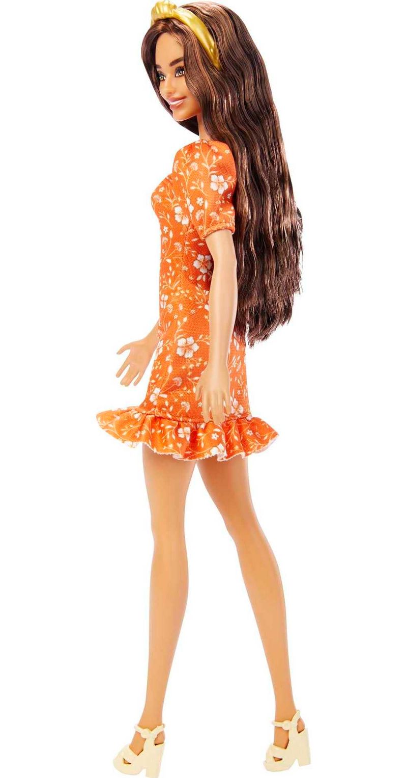 HBV16---Boneca-Barbie-Fashionista-com-Estojo---Vestido-Laranja-Florido--5