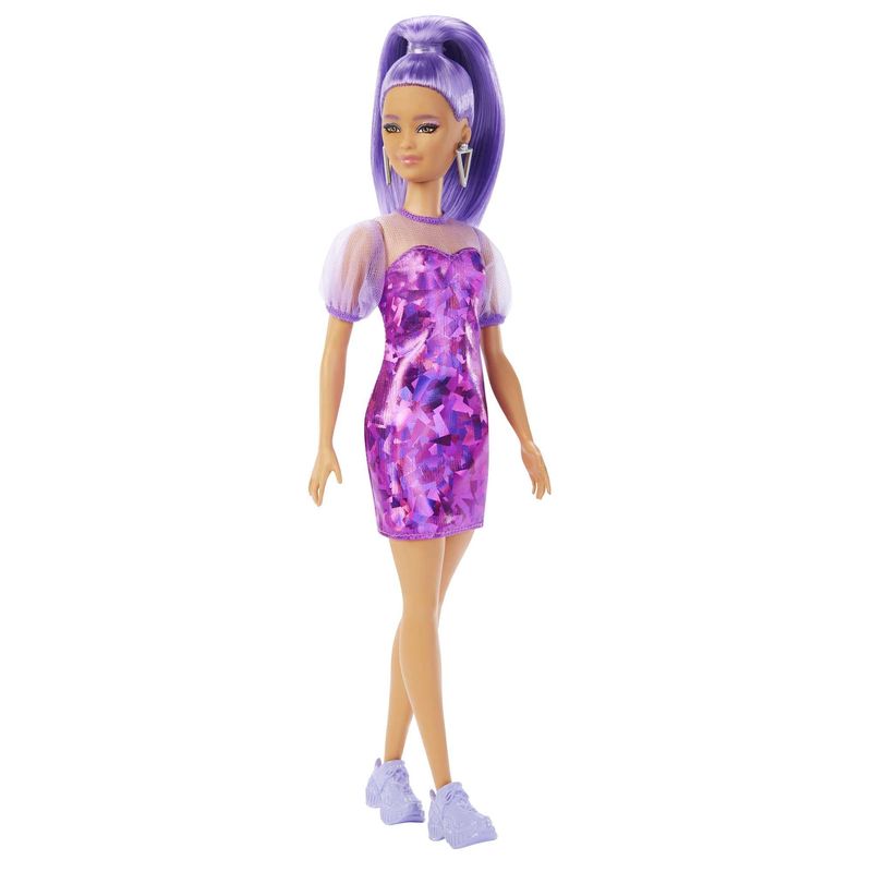HBV12---Boneca-Barbie-Fashionista-com-Estojo---Vestido-Roxo-e-Cabelo-Roxo-5