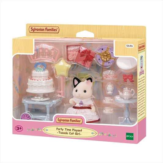 2-Sylvanian-Families---Conjunto-Hora-da-Festa---Menina-Gata-Malhada---Epoch