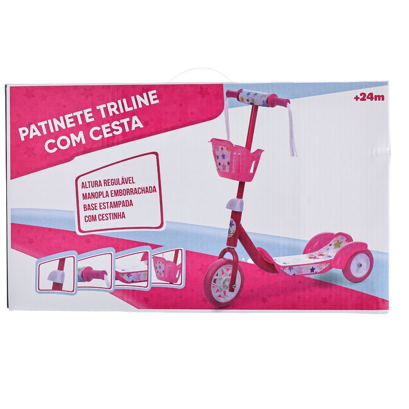 7-Patinete-Infantil-com-3-Rodas---Patinete-Triline-Com-Cesta---Rosa
