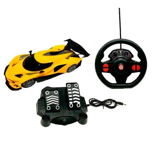 Carrinho de Controle Remoto - Thunder Amarelo - Racing Control - 27cm - 1:16 - Multikids