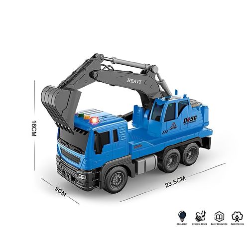 Caminhão Escavadeira com Fricção - TruckCar Luz e Som - Azul - 24cm - 1:16 - Yes Toys