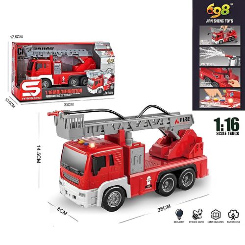 Caminhão de Bombeiro com Fricção - FireTruck Luz e Som - Vermelho - 25cm - 1:16 - Yes Toys