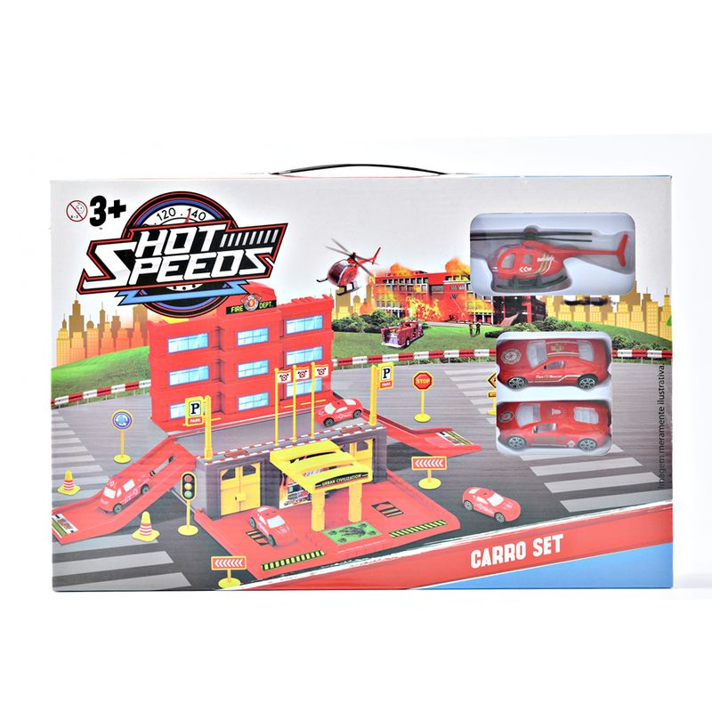 8-Playset-Base-dos-Bombeiros-com-Mini-Veiculos---Hot-Speeds---Veiculos-de-Resgate