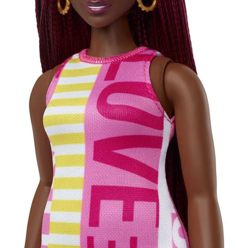 Boneca Barbie Fashionista com Estojo - Vestido Love - Cabelos Trançados - Negra - 186 - Mattel