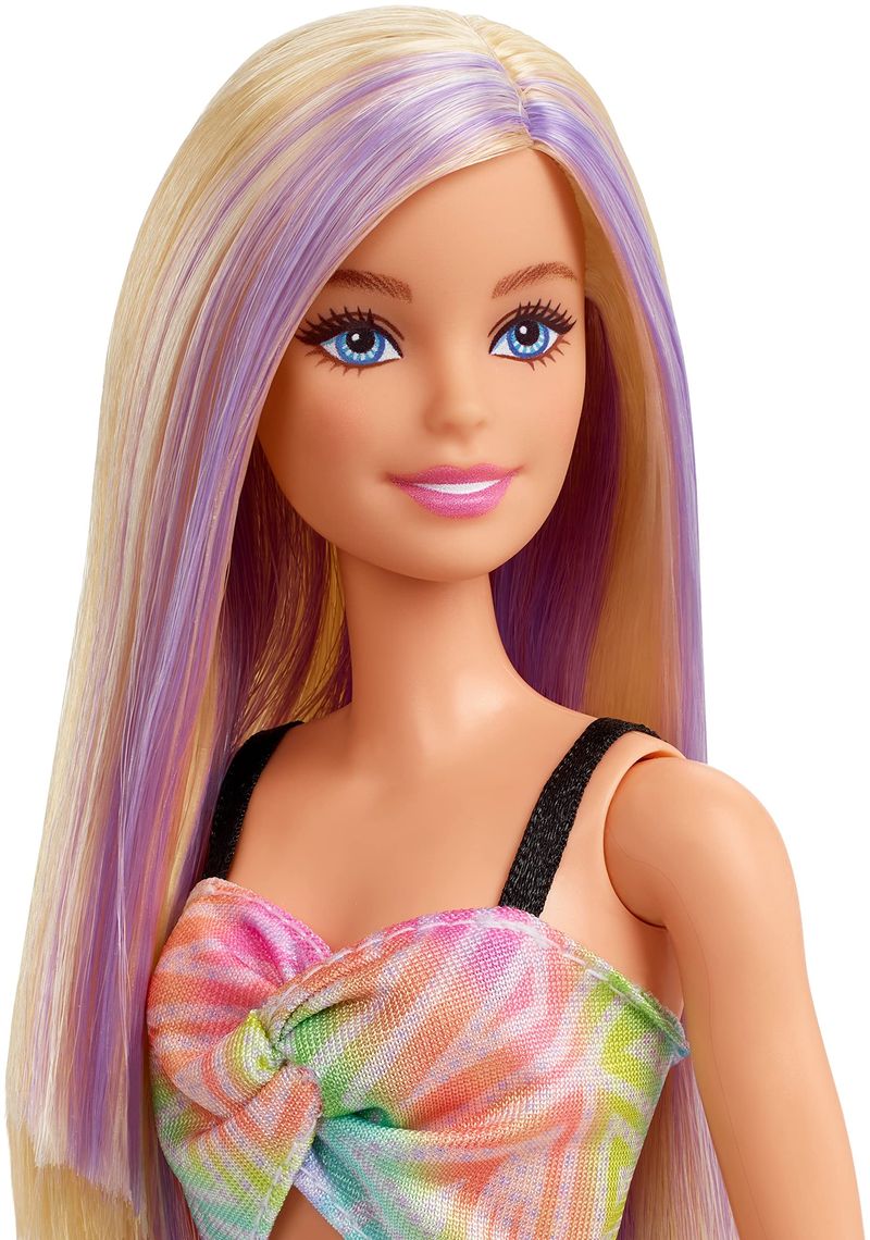 Boneca-Barbie-Fashionista-com-Estojo---Loira-com-Mecha-Rosa---Vestido-Colorido---190---Mattel-2