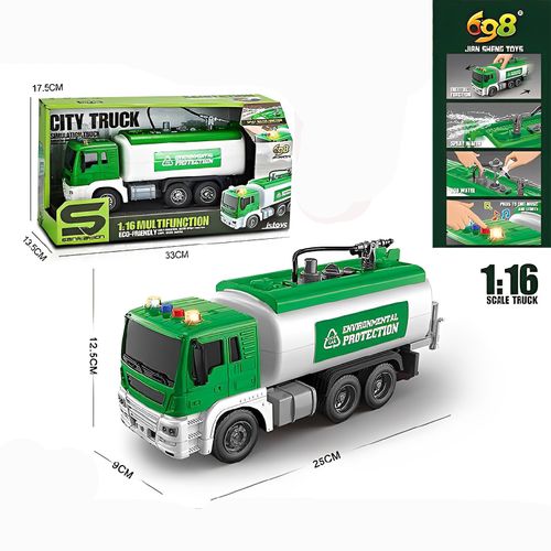 Caminhão Proteção Ambiental de Fricção com Luz e Som - Sanitation - Verde - 1:16 - 25cm - Yes Toys