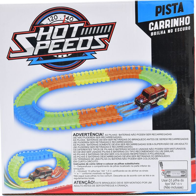 8-Pista-Hot-Speeds-com-Carrinho---Carrinho-Brilha-no-Escuro---80-Pecas