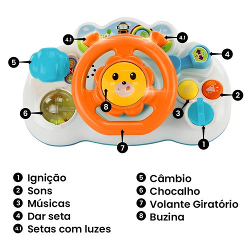 Brinquedo Musical - Volante Interativo - Laranja - 23cm - ST Import