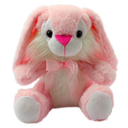 Coelho de Pelúcia com Lacinho - Orelhudo - Rosa - 24cm - BBR Toys