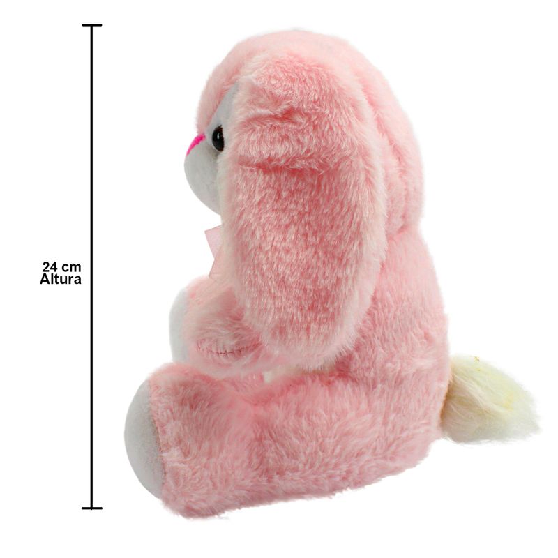2-Coelho-de-Pelucia-com-Lacinho---Orelhudo---Rosa---24cm---BBR-Toys