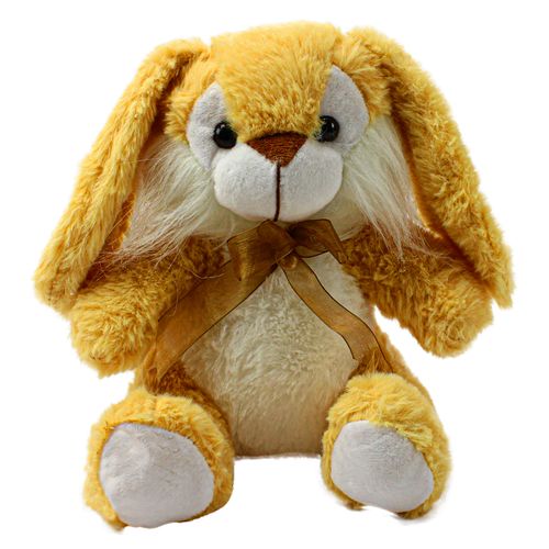 Coelho de Pelúcia com Lacinho - Orelhudo - Bege - 24cm - BBR Toys